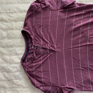 Henley Stripped Maroon Shirt